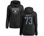 Football Women's Oakland Raiders #73 Maurice Hurst Black Name & Number Logo Pullover Hoodie