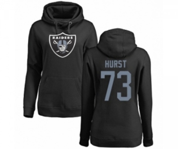 Football Women's Oakland Raiders #73 Maurice Hurst Black Name & Number Logo Pullover Hoodie