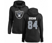 Football Women's Oakland Raiders #84 Antonio Brown Black Name & Number Logo Pullover Hoodie