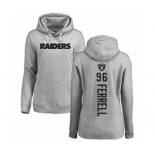 Football Women's Oakland Raiders #96 Clelin Ferrell Ash Backer Pullover Hoodie