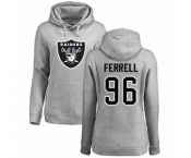 Football Women's Oakland Raiders #96 Clelin Ferrell Ash Name & Number Logo Pullover Hoodie