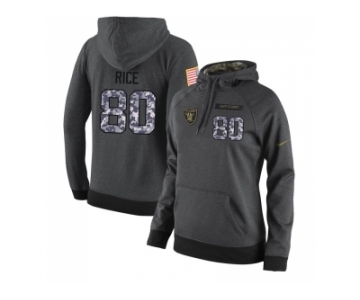 NFL Women's Nike Oakland Raiders #80 Jerry Rice Stitched Black Anthracite Salute to Service Player Performance Hoodie