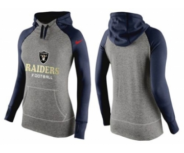 Women Nike Oakland Raiders Performance Hoodie Grey & Dark Blue