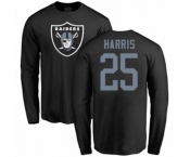 Football Oakland Raiders #25 Erik Harris Black Name & Number Logo Long Sleeve T-Shirt