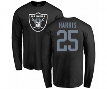 Football Oakland Raiders #25 Erik Harris Black Name & Number Logo Long Sleeve T-Shirt