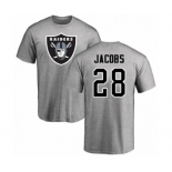 Football Oakland Raiders #28 Josh Jacobs Ash Name & Number Logo T-Shirt