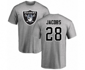 Football Oakland Raiders #28 Josh Jacobs Ash Name & Number Logo T-Shirt