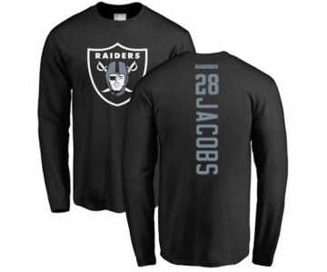 Football Oakland Raiders #28 Josh Jacobs Black Backer Long Sleeve T-Shirt