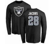 Football Oakland Raiders #28 Josh Jacobs Black Name & Number Logo Long Sleeve T-Shirt