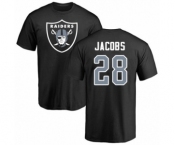 Football Oakland Raiders #28 Josh Jacobs Black Name & Number Logo T-Shirt