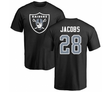 Football Oakland Raiders #28 Josh Jacobs Black Name & Number Logo T-Shirt