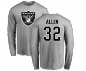 Football Oakland Raiders #32 Marcus Allen Ash Name & Number Logo Long Sleeve T-Shirt