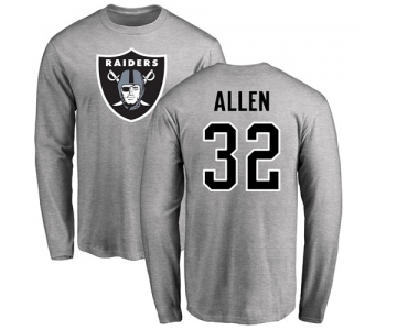 Football Oakland Raiders #32 Marcus Allen Ash Name & Number Logo Long Sleeve T-Shirt