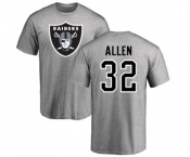 Football Oakland Raiders #32 Marcus Allen Ash Name & Number Logo T-Shirt