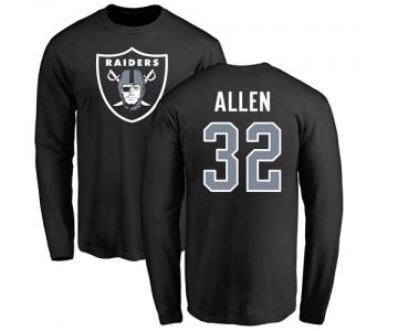 Football Oakland Raiders #32 Marcus Allen Black Name & Number Logo Long Sleeve T-Shirt