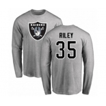 Football Oakland Raiders #35 Curtis Riley Ash Name & Number Logo Long Sleeve T-Shirt