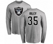 Football Oakland Raiders #35 Curtis Riley Ash Name & Number Logo Long Sleeve T-Shirt