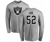 Football Oakland Raiders #52 Marquel Lee Ash Name & Number Logo Long Sleeve T-Shirt