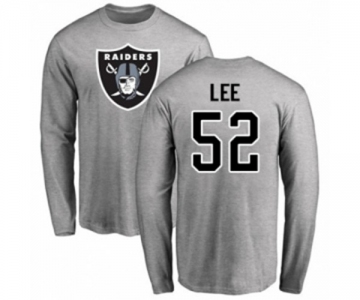 Football Oakland Raiders #52 Marquel Lee Ash Name & Number Logo Long Sleeve T-Shirt