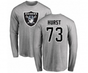 Football Oakland Raiders #73 Maurice Hurst Ash Name & Number Logo Long Sleeve T-Shirt