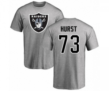 Football Oakland Raiders #73 Maurice Hurst Ash Name & Number Logo T-Shirt