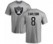 Football Oakland Raiders #8 Daniel Carlson Ash Name & Number Logo T-Shirt