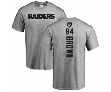 Football Oakland Raiders #84 Antonio Brown Ash Backer T-Shirt