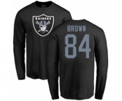 Football Oakland Raiders #84 Antonio Brown Black Name & Number Logo Long Sleeve T-Shirt