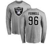 Football Oakland Raiders #96 Clelin Ferrell Ash Name & Number Logo Long Sleeve T-Shirt