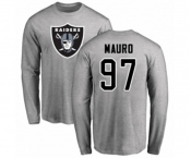 Football Oakland Raiders #97 Josh Mauro Ash Name & Number Logo Long Sleeve T-Shirt