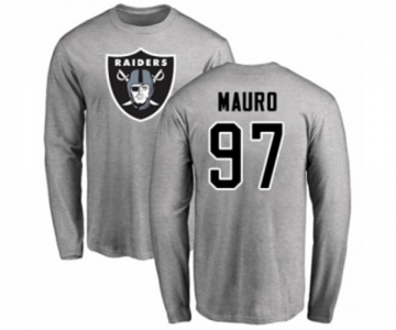 Football Oakland Raiders #97 Josh Mauro Ash Name & Number Logo Long Sleeve T-Shirt