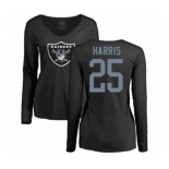 Football Women's Oakland Raiders #25 Erik Harris Black Name & Number Logo Long Sleeve T-Shirt