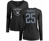 Football Women's Oakland Raiders #25 Erik Harris Black Name & Number Logo Long Sleeve T-Shirt