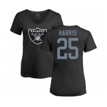 Football Women's Oakland Raiders #25 Erik Harris Black Name & Number Logo T-Shirt