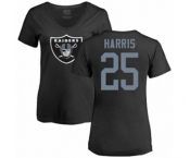 Football Women's Oakland Raiders #25 Erik Harris Black Name & Number Logo T-Shirt