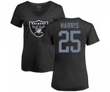 Football Women's Oakland Raiders #25 Erik Harris Black Name & Number Logo T-Shirt