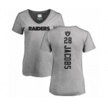 Football Women's Oakland Raiders #28 Josh Jacobs Ash Backer T-Shirt