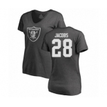 Football Women's Oakland Raiders #28 Josh Jacobs Ash One Color T-Shirt