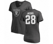 Football Women's Oakland Raiders #28 Josh Jacobs Ash One Color T-Shirt