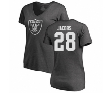 Football Women's Oakland Raiders #28 Josh Jacobs Ash One Color T-Shirt