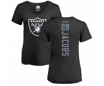 Football Women's Oakland Raiders #28 Josh Jacobs Black Backer T-Shirt