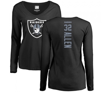 Football Women's Oakland Raiders #32 Marcus Allen Black Backer Long Sleeve T-Shirt