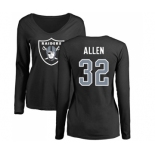 Football Women's Oakland Raiders #32 Marcus Allen Black Name & Number Logo Long Sleeve T-Shirt