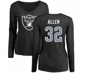 Football Women's Oakland Raiders #32 Marcus Allen Black Name & Number Logo Long Sleeve T-Shirt