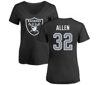 Football Women's Oakland Raiders #32 Marcus Allen Black Name & Number Logo T-Shirt