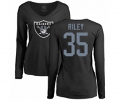 Football Women's Oakland Raiders #35 Curtis Riley Black Name & Number Logo Long Sleeve T-Shirt