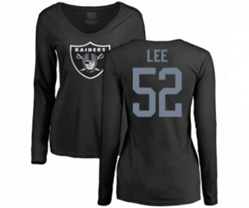 Football Women's Oakland Raiders #52 Marquel Lee Black Name & Number Logo Long Sleeve T-Shirt