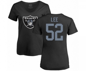 Football Women's Oakland Raiders #52 Marquel Lee Black Name & Number Logo T-Shirt