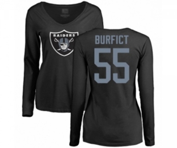 Football Women's Oakland Raiders #55 Vontaze Burfict Black Name & Number Logo Long Sleeve T-Shirt