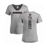 Football Women's Oakland Raiders #73 Maurice Hurst Ash Backer T-Shirt